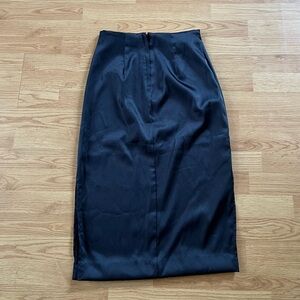 Vintage Navy Silk Long Skirt